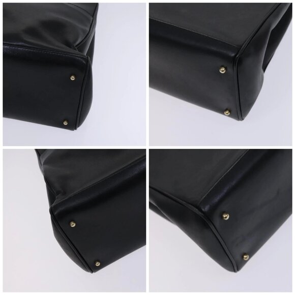 GUCCI Bamboo Hand Bag Leather 2way Black Gold - Picture 16 of 16